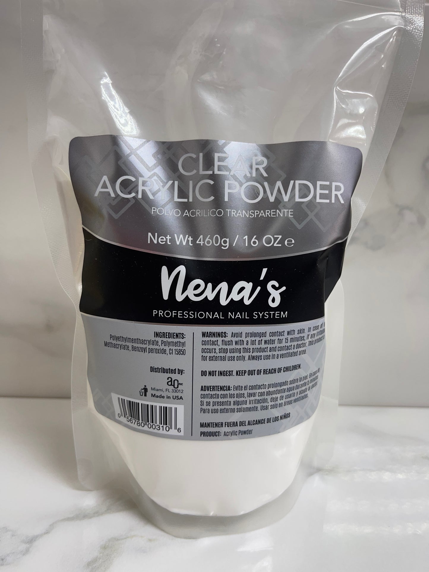 Clear Acrilic powder 16oz