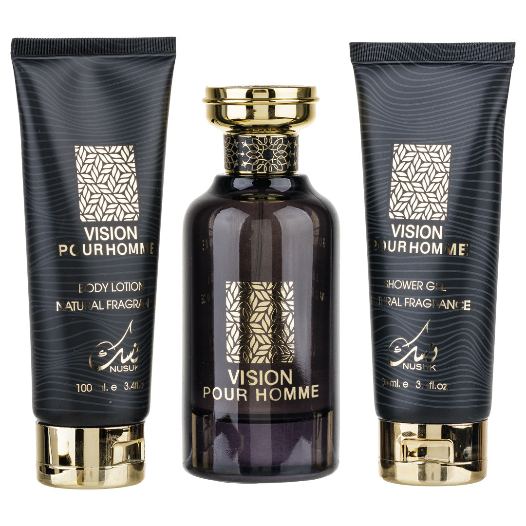 NUSUK Set Vision Pour Homme Eau de Parfum

100ml + Gel De Dus 100ml +Lotiune de corp 100ml