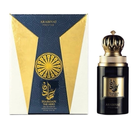 HAMDAN  THE HERO BY ARABIYAT PRESTIGE   EAU DE PARFUM FOR MEN  2.5OZ/75ML